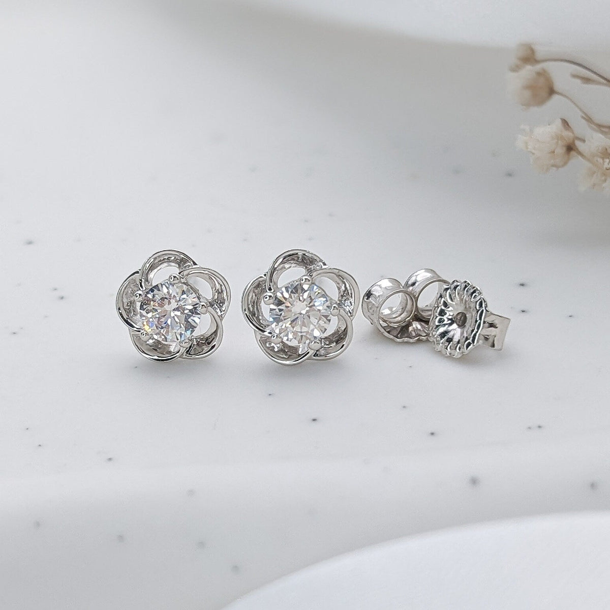 Plumeria Flower Stud Earrings