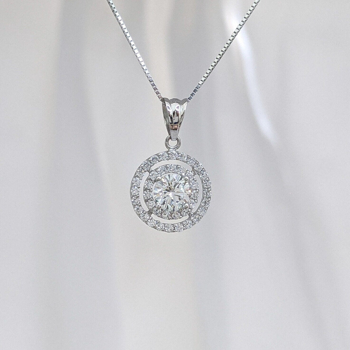 Double Pavé Halo Pendant