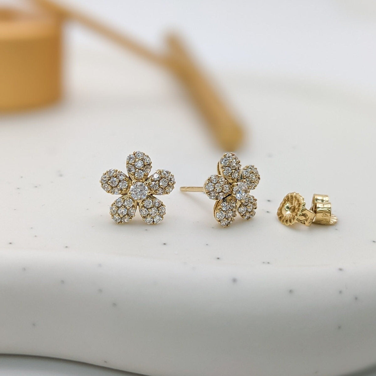 Pavé Flower Earrings