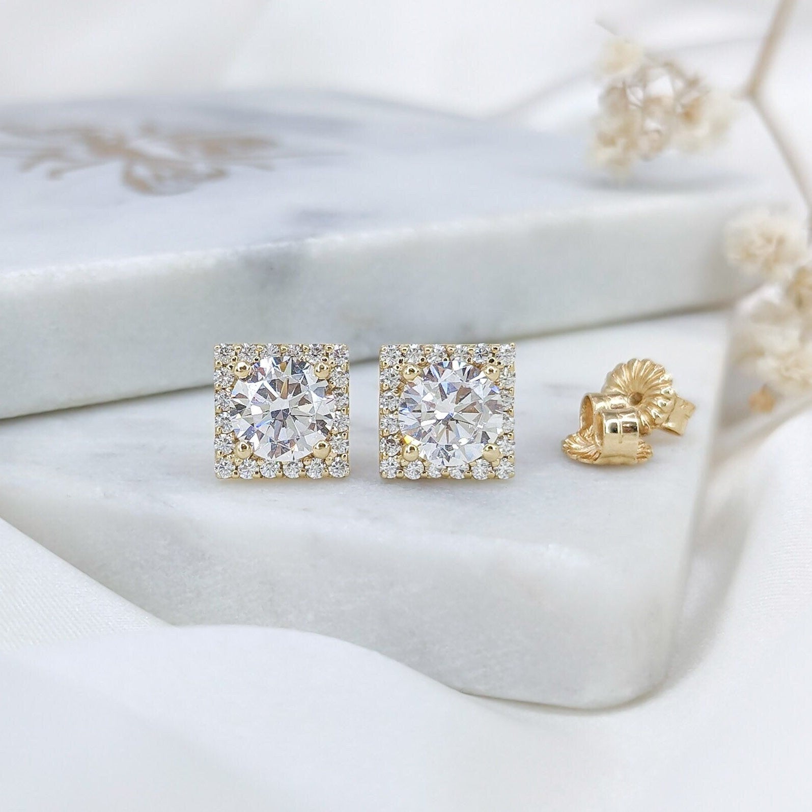 Square Halo Earrings