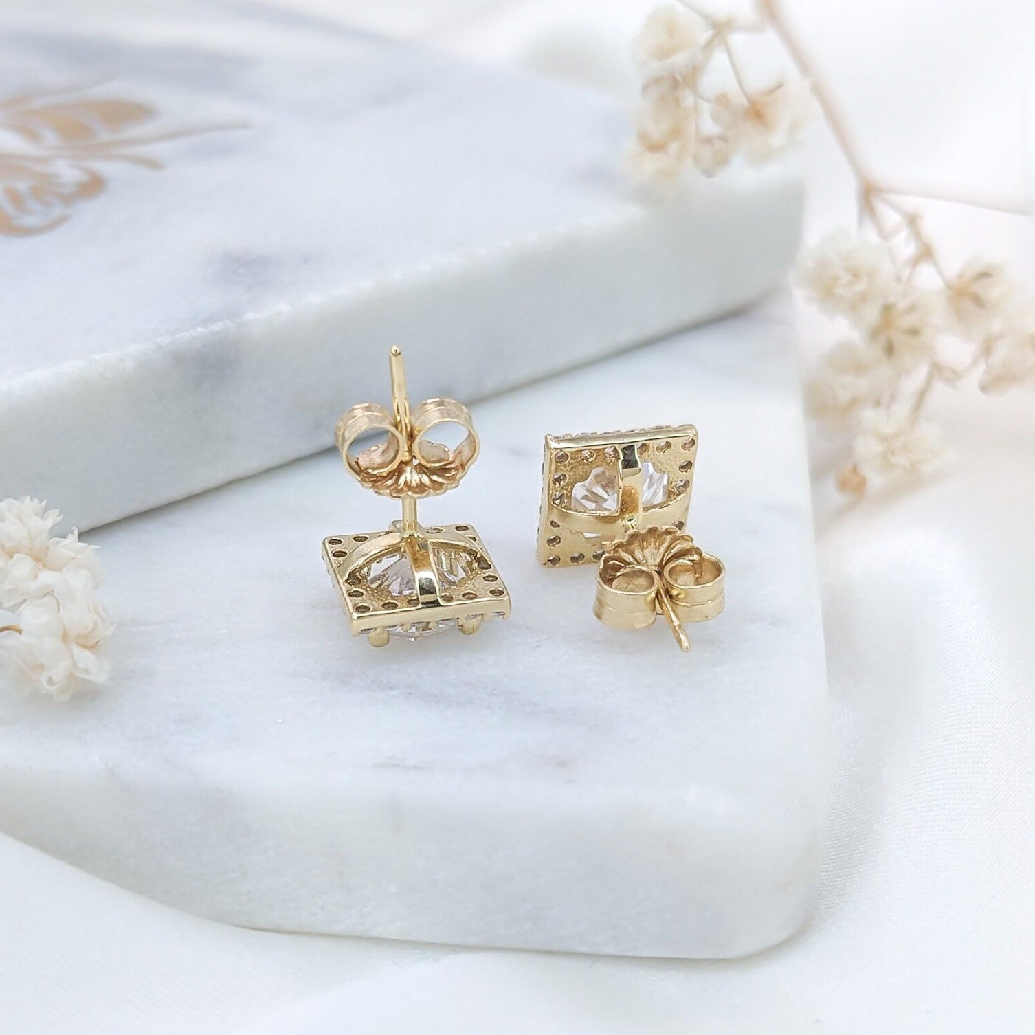 Square Halo Earrings