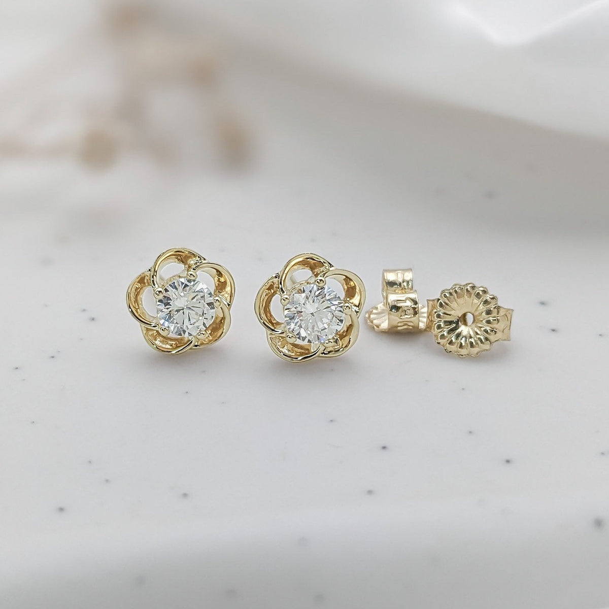 Plumeria Flower Stud Earrings