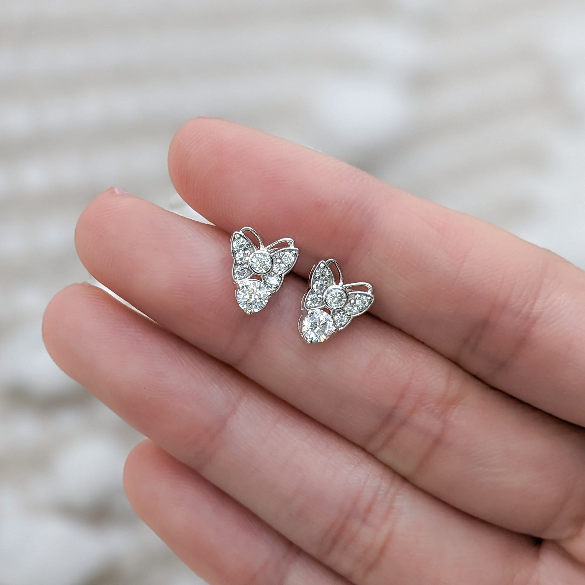 Butterfly Solitaire Stud Earrings