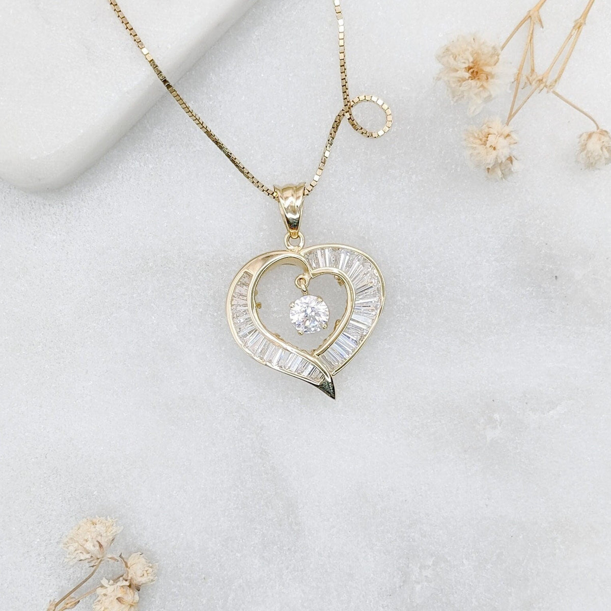 Dancing Baguette Heart Pendant