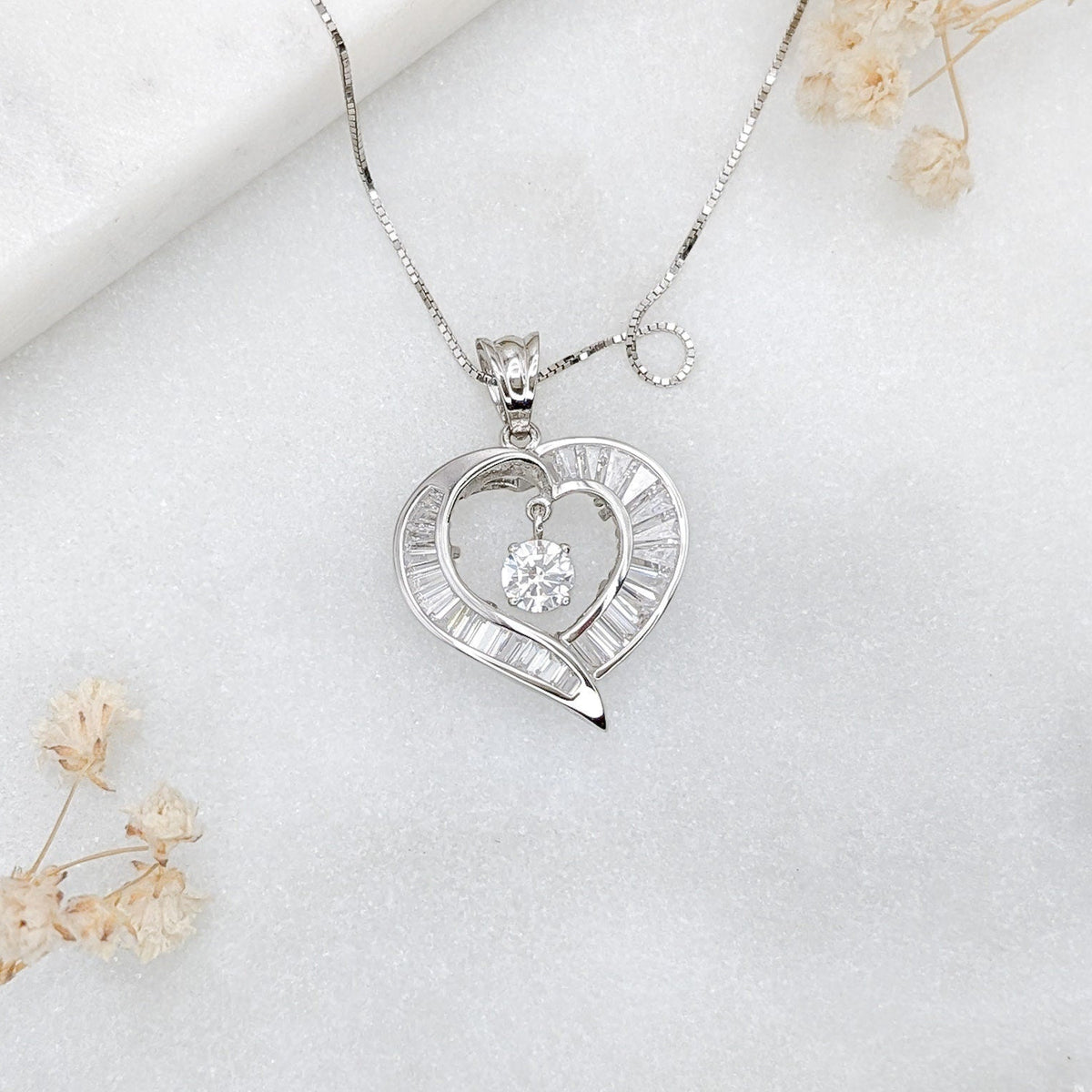 Dancing Baguette Heart Pendant