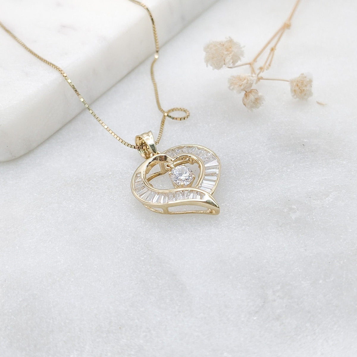 Dancing Baguette Heart Pendant