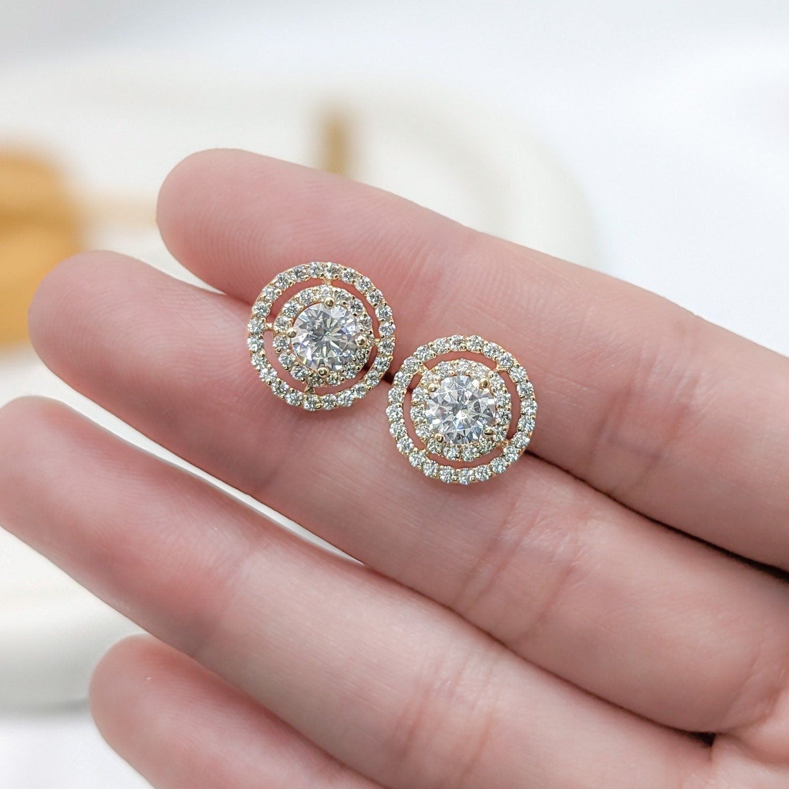 Double Pavé Halo Earrings