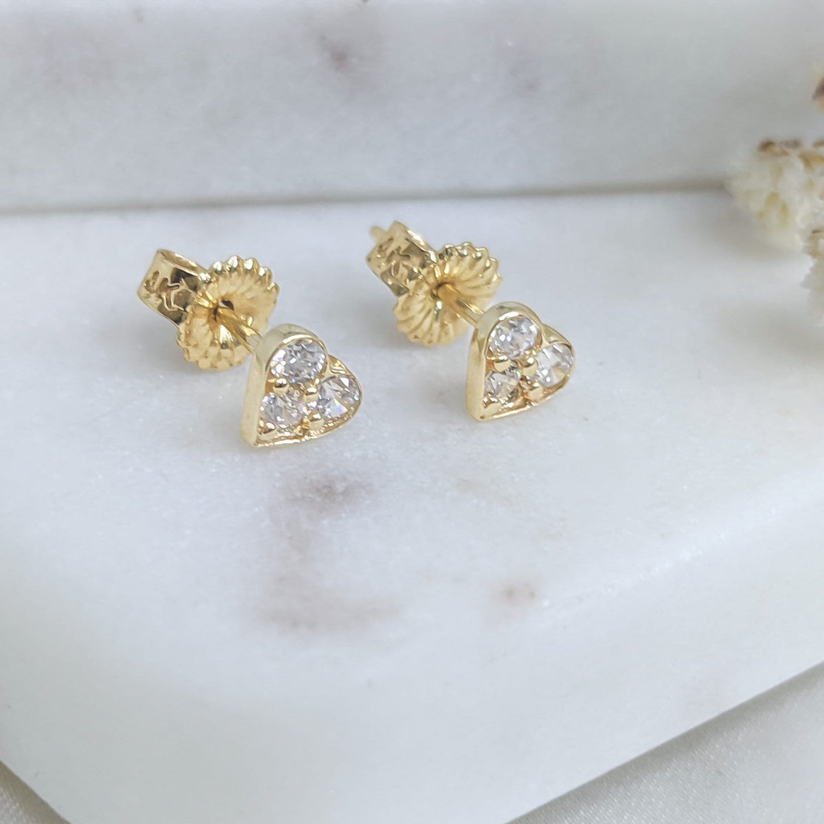 Dainty Pavé Heart Stud