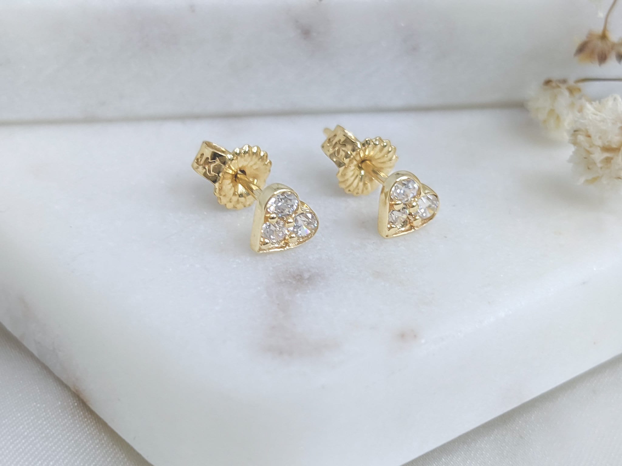 Dainty Pavé Heart Stud