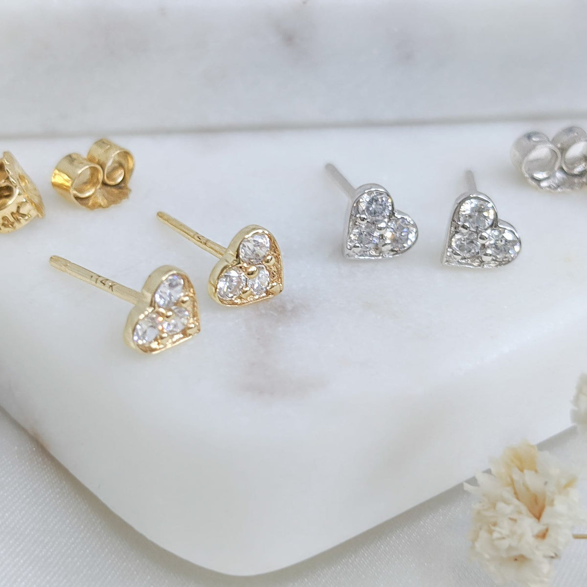 Dainty Pavé Heart Stud