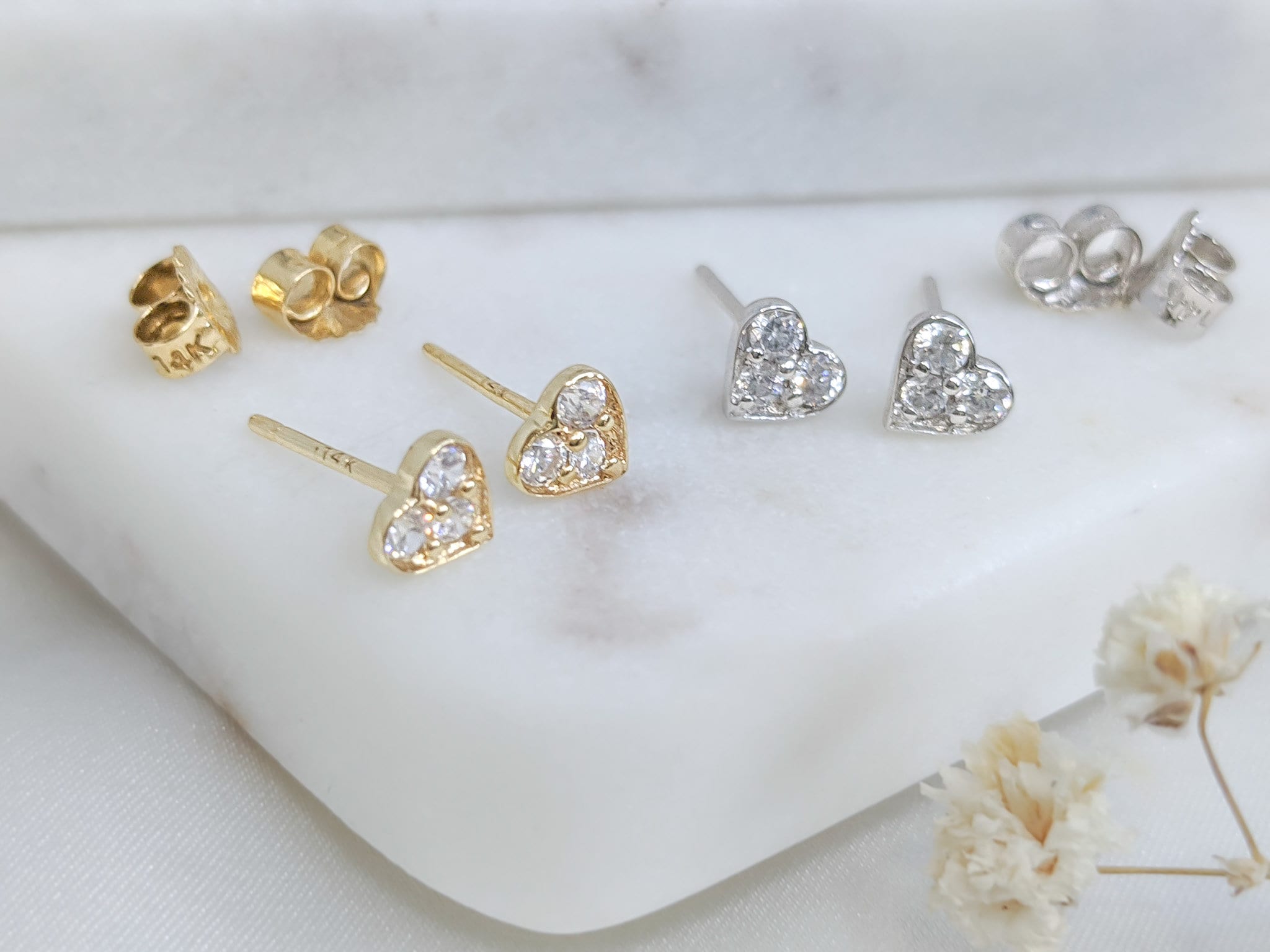 Dainty Pavé Heart Stud