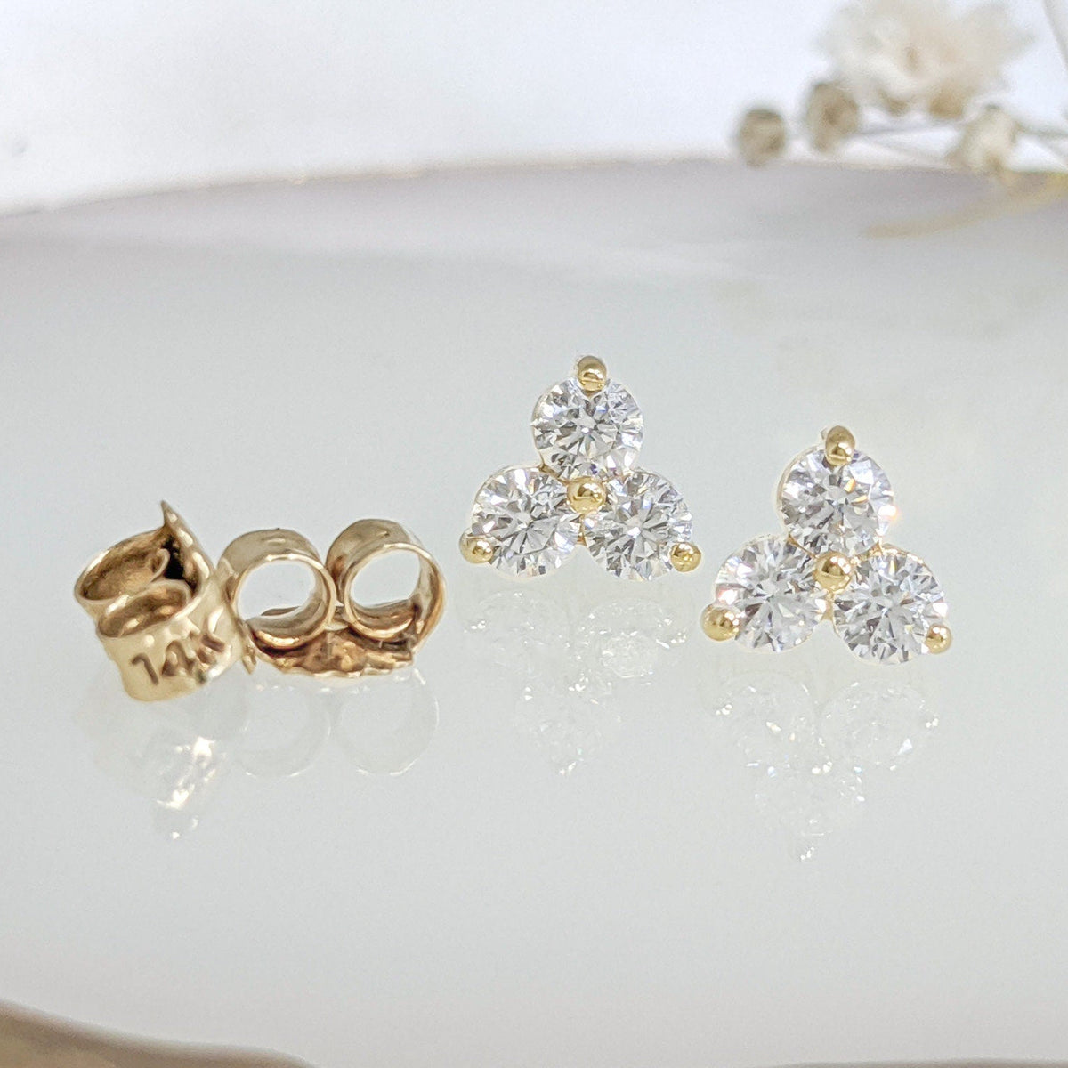 Trio Stone Cluster Earrings