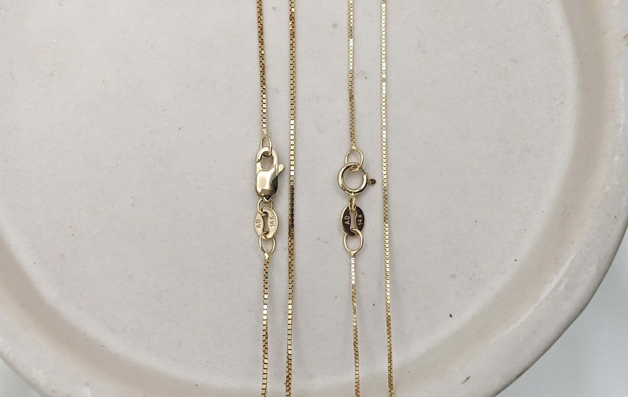 Gold Box Chain Necklace