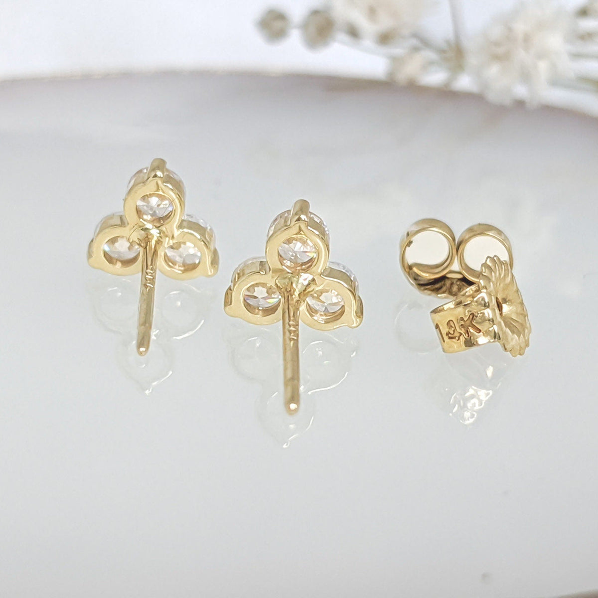 Trio Stone Cluster Earrings