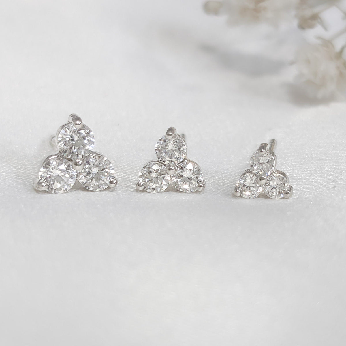 Trio Stone Cluster Earrings