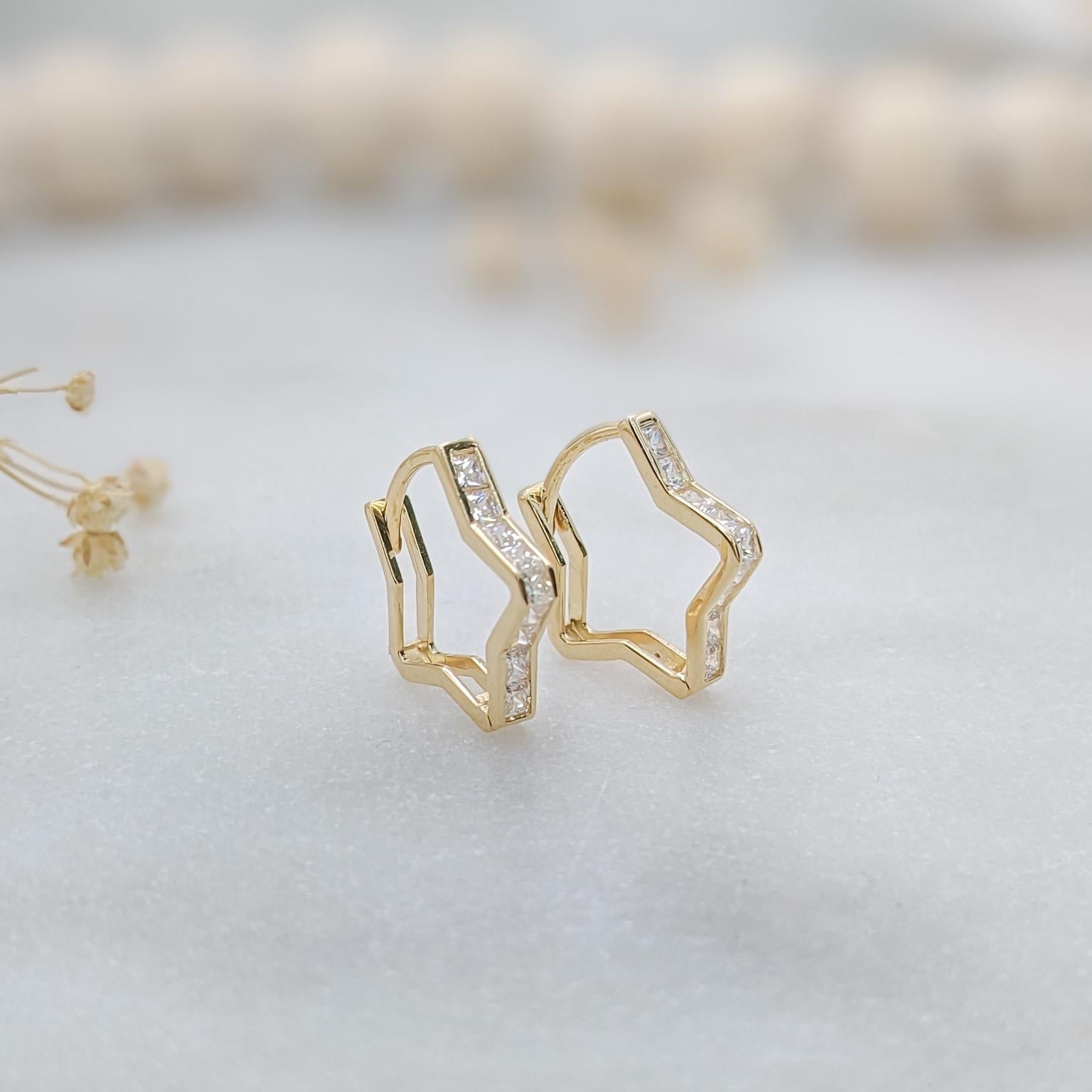 Star Huggies Hoop Earrings