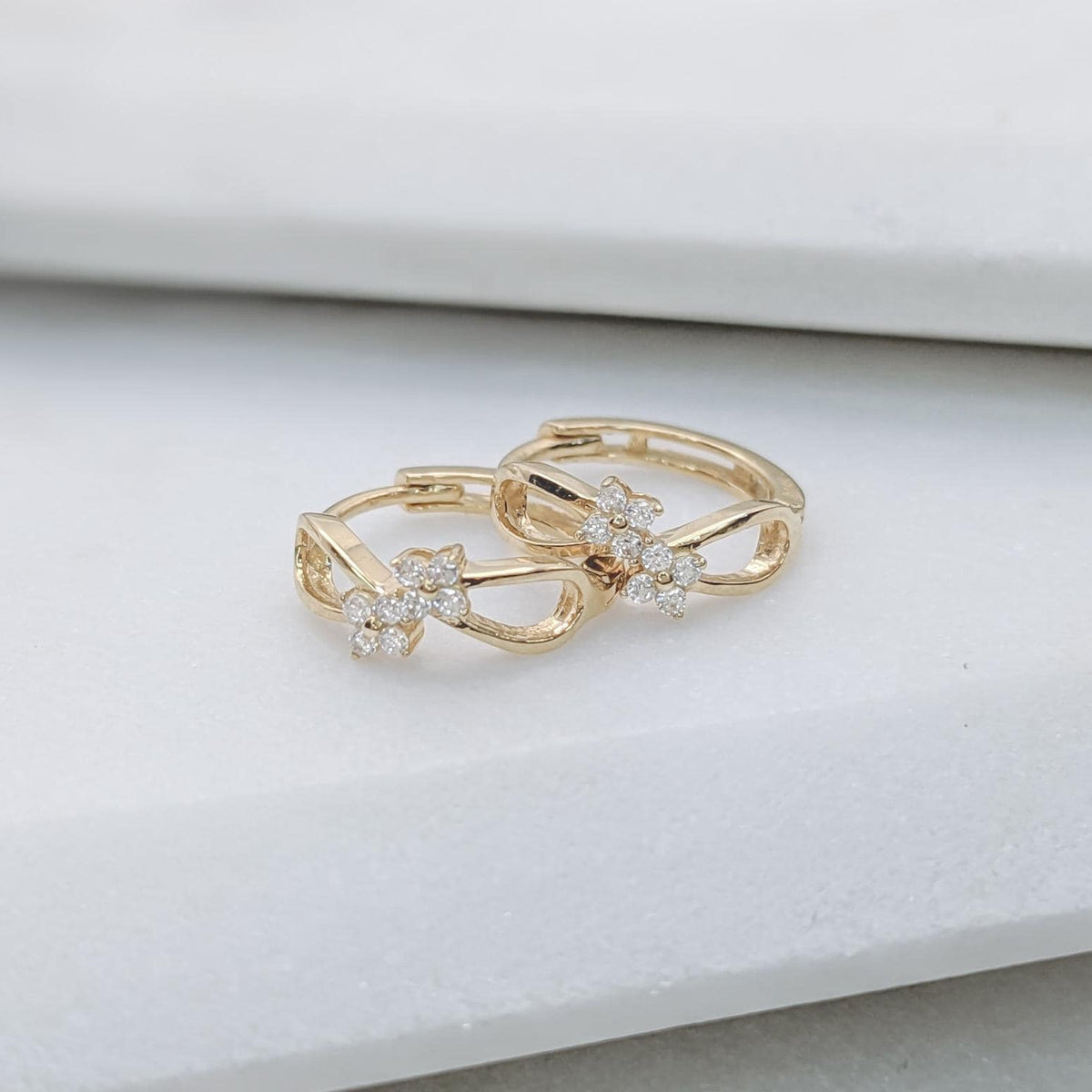 Gold Infinity Flower Hoop Earrings