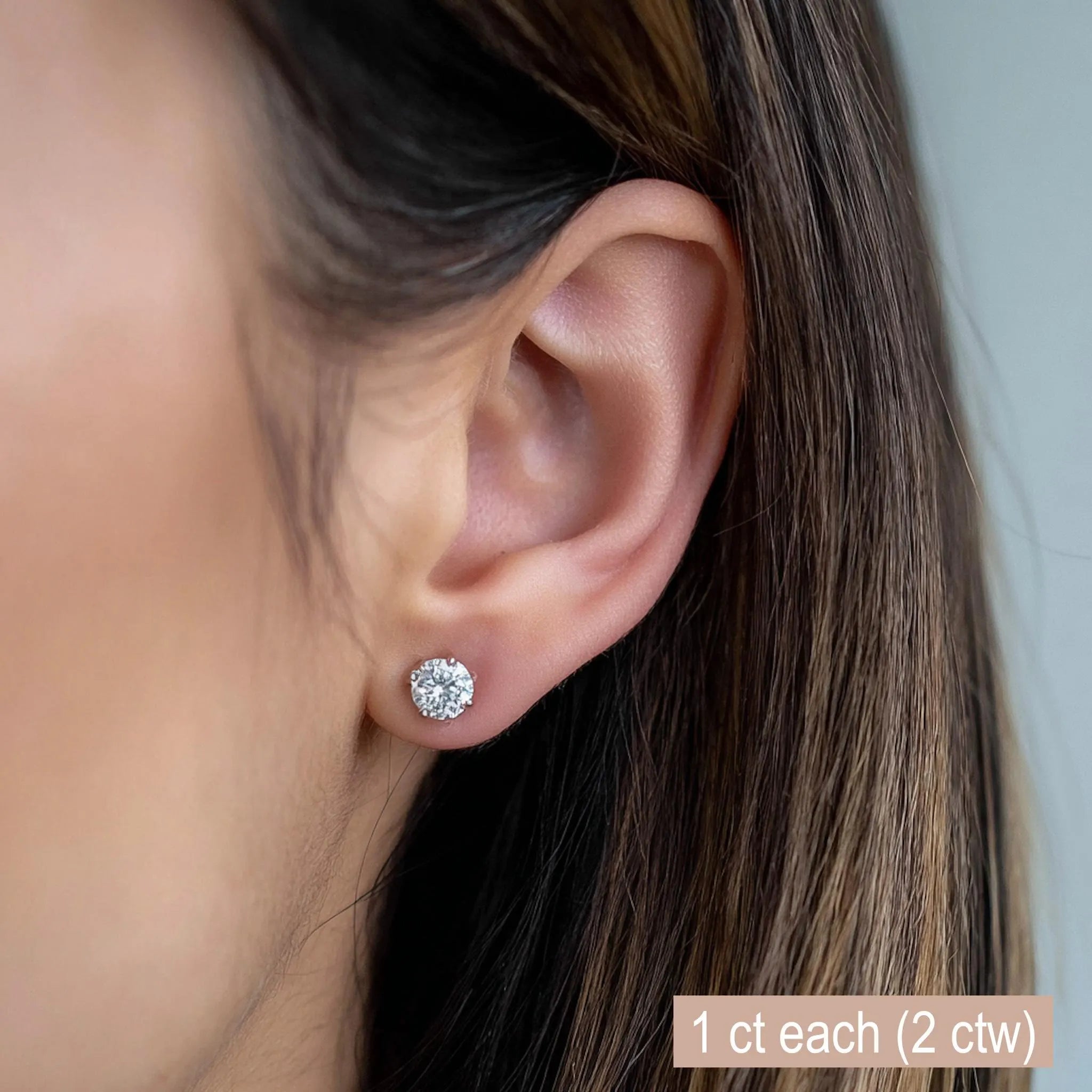 2 CTW Lab Grown Diamond Stud Earrings
