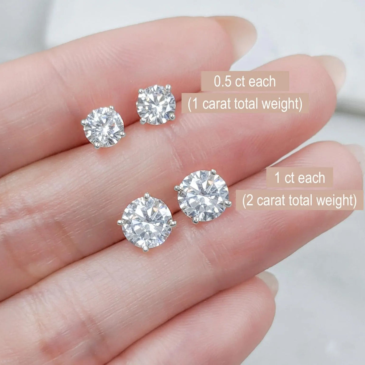 2 CTW Lab Grown Diamond Stud Earrings